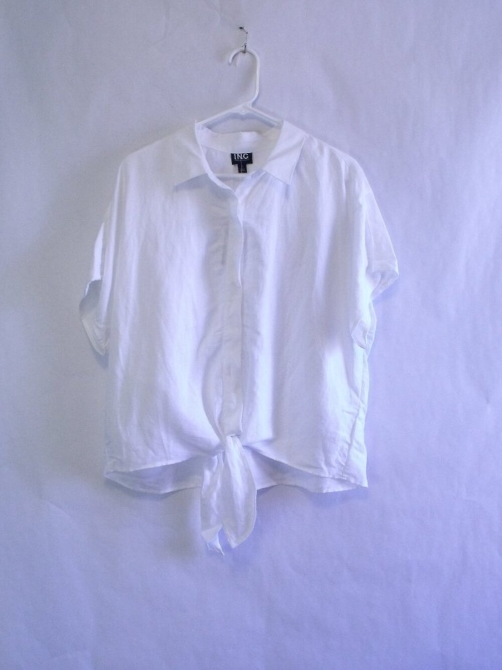 INC International Concepts White Tie Front Top